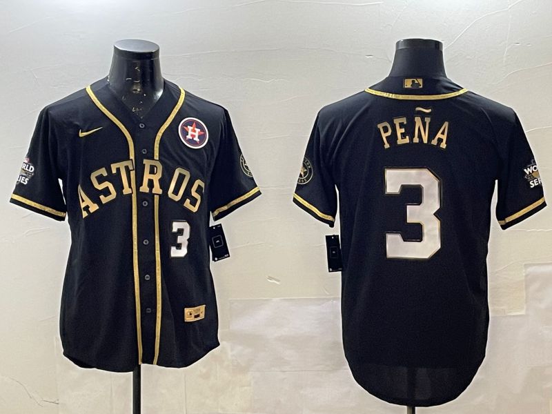 Men Houston Astros #3 Pena Black Gold Game 2025 Nike MLB Jersey style 4->women mlb jersey->Women Jersey